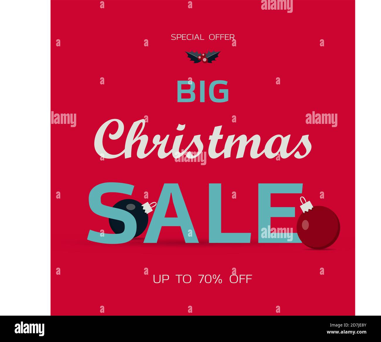 Die Inschrift ist ein großer Weihnachtsverkauf. Banner für Werbung in einem Geschäft, einem Hypermarkt, einer Website oder einer App. Bild für einen Flyer oder eine Broschüre. Bieten Sie Rabatte am schwarzen Freitag und Neujahr s Sale.Special Rabatt-Angebot. Stock Vektor