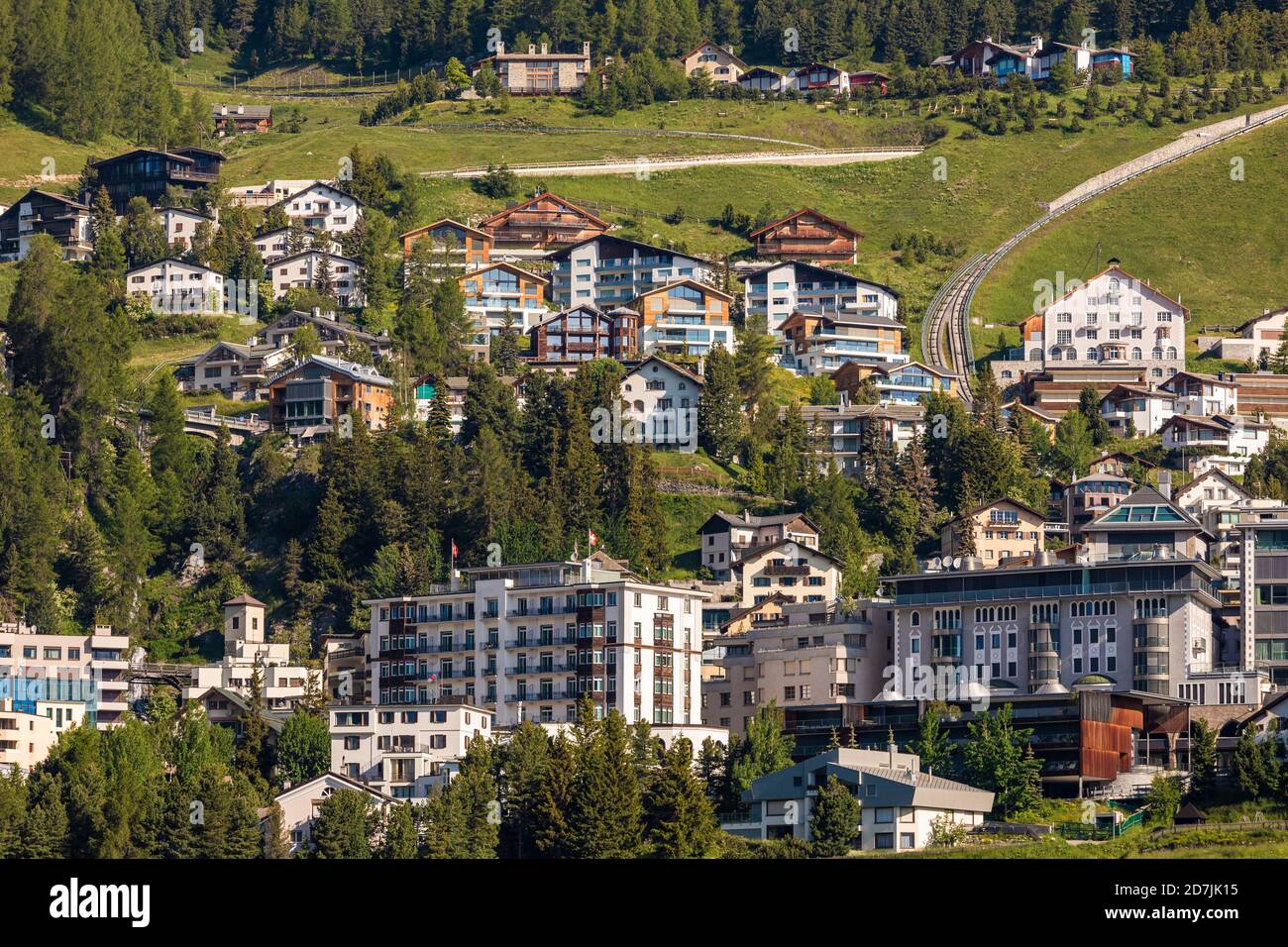 Schweiz, Kanton Graubünden, St. Moritz, Kurort im Engadiner Tal Stockfoto