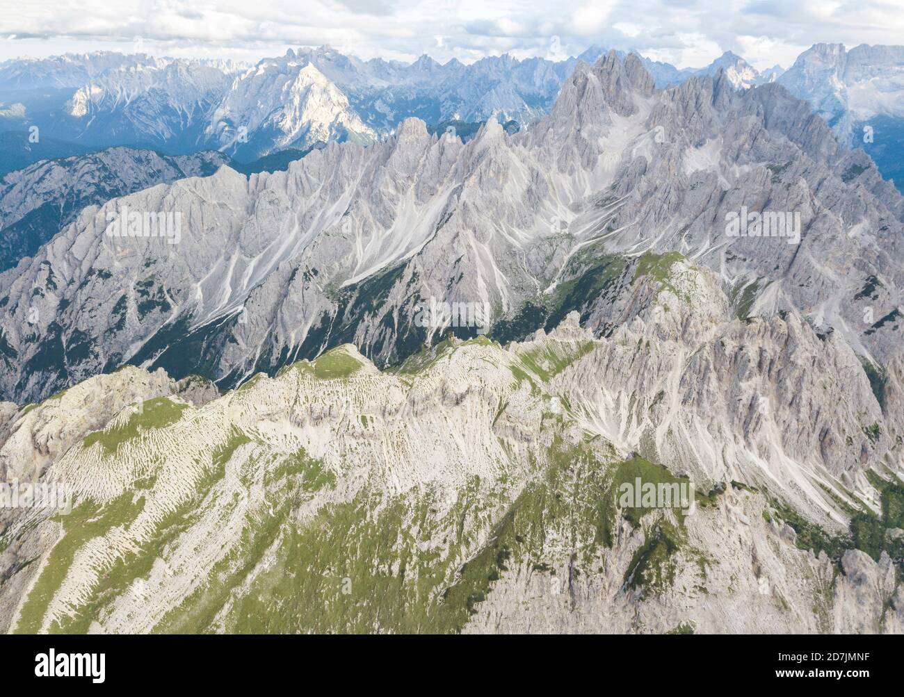 Idyllische Aufnahme von felsigen Berggipfeln, Sextner Dolomiten, Dolomiten, Südtirol, Italien Stockfoto