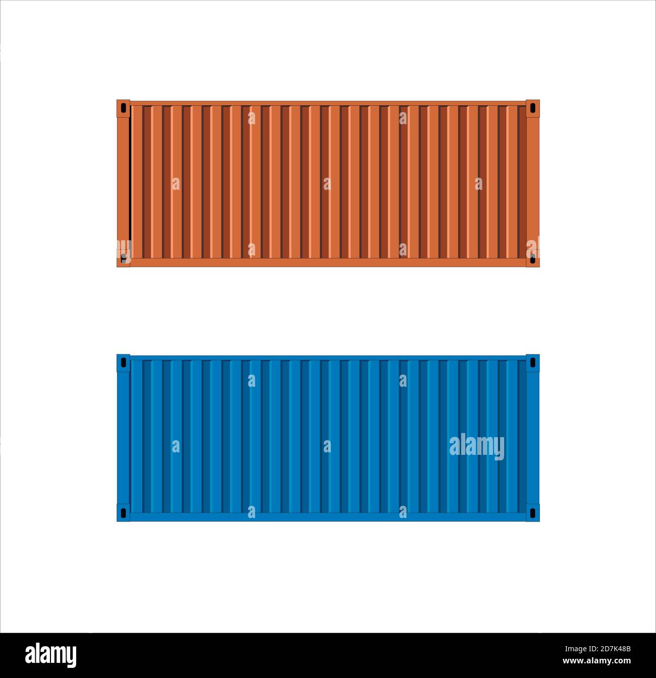 Transportbehälter, blaue und braune Bilder. Vektorgrafik Stock Vektor