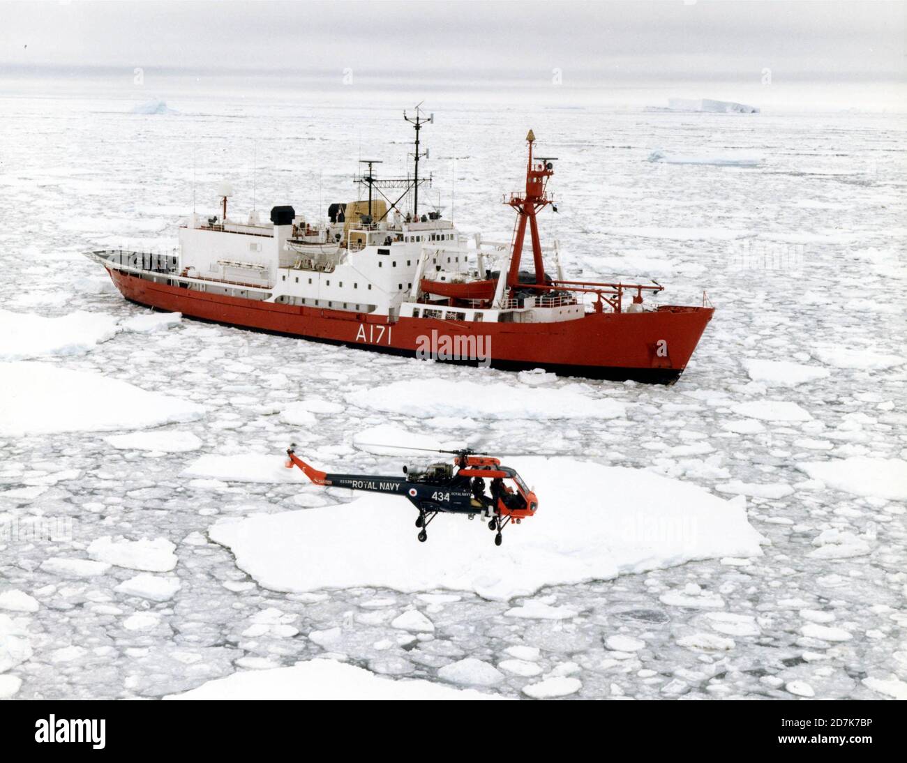 HMS ENDURANCE, WEDDELLMEER, OSTANTARKTISCHE HALBINSEL 1984. Stockfoto