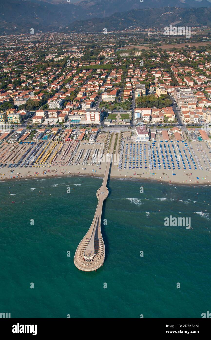 Luftaufnahme von Lido di Camaiore, Toskana Stockfoto