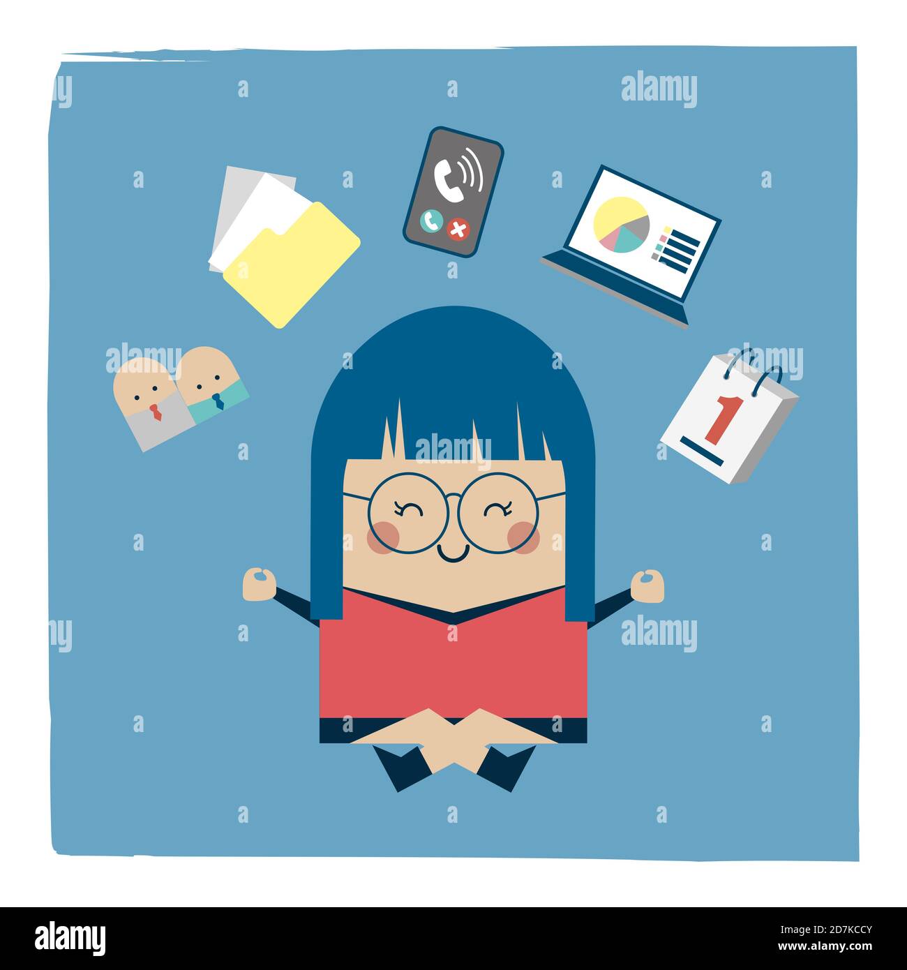 Illustration von zen Attitude Geschäftsfrau Stockfoto