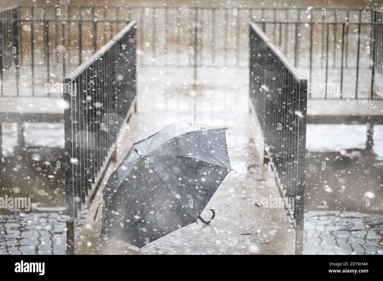 Herbst Park in den ersten Schnee Stockfoto