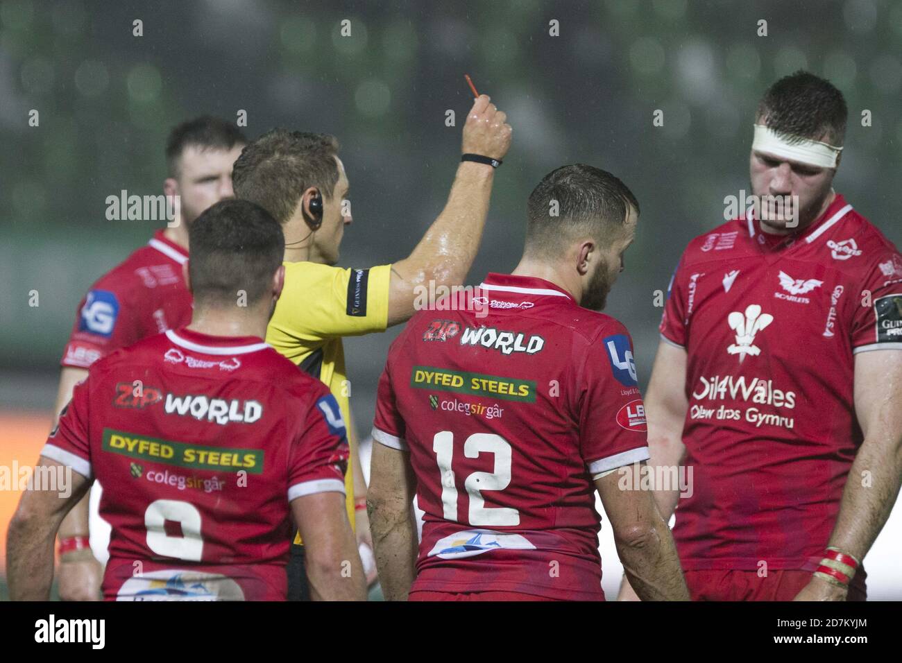 Stadio Monigo di Treviso, Treviso, Italien, 23 Oct 2020, Red Card Morgan Jones während Benetton Treviso vs Scarlets Rugby, Rugby Guinness Pro 14 Spiel - Credit: LM/Alfio Guarise/Alamy Live News Stockfoto