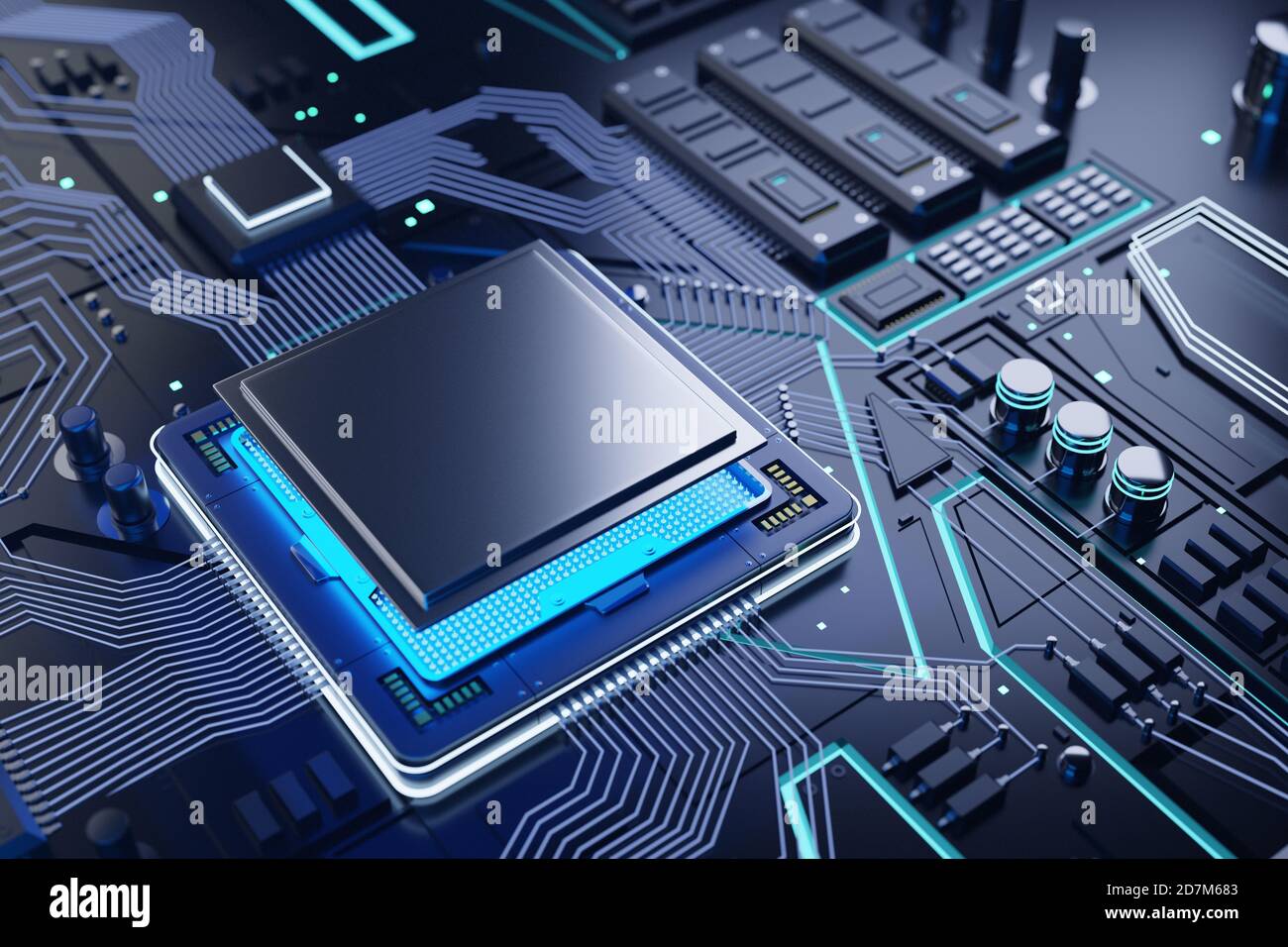 CPU und Computer Chip Konzept 3d-Illustration Stockfoto