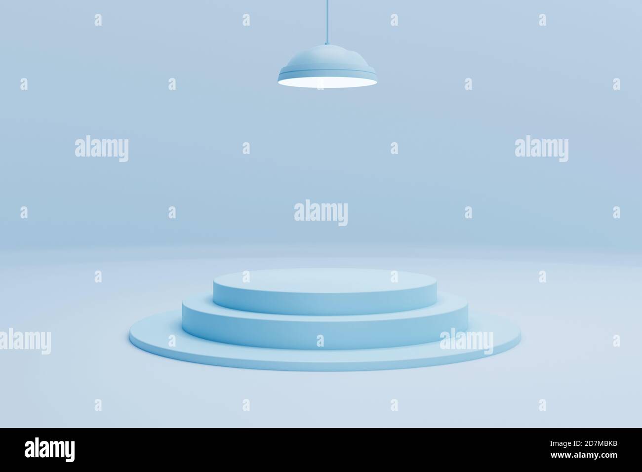 Siegerpodium, Podest Komposition auf blauem Hintergrund 3d-Illustration Stockfoto