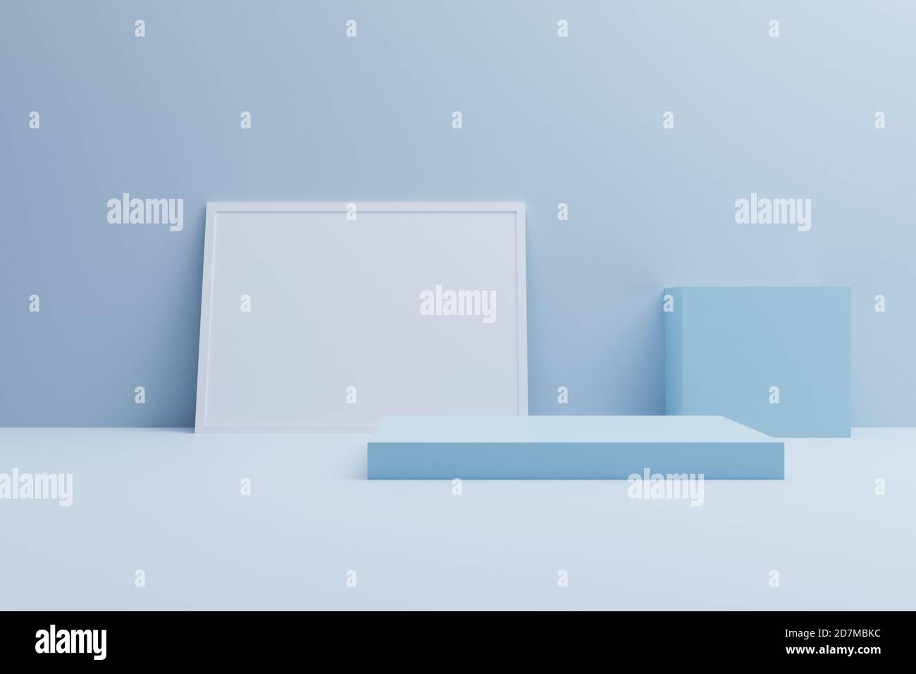 Mock up Podium, abstrakte blaue Form 3d-Illustration Stockfoto