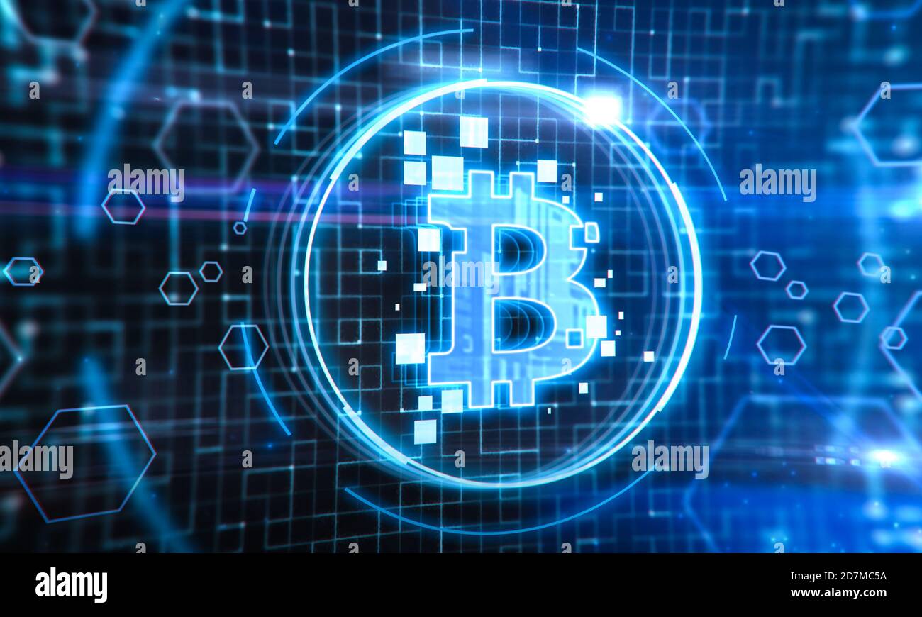 Bitcoin und Blockchain Stockfoto