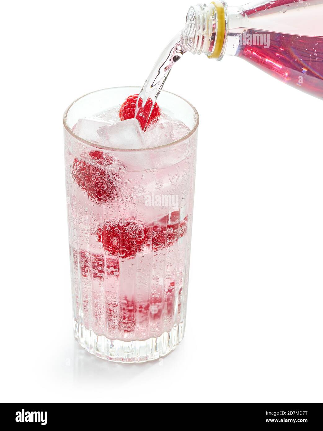 Pink Softdrink in Glas gießen Stockfoto