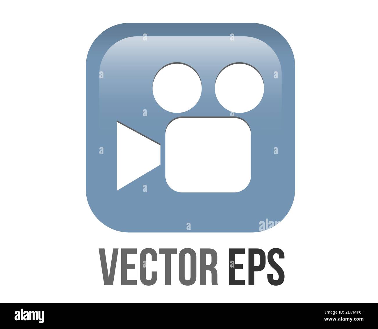 Der isolierte Vektor-Gradient blau Kino Film Videokamera, Camcorder rund Ecke quadratische Icon-Taste Stock Vektor