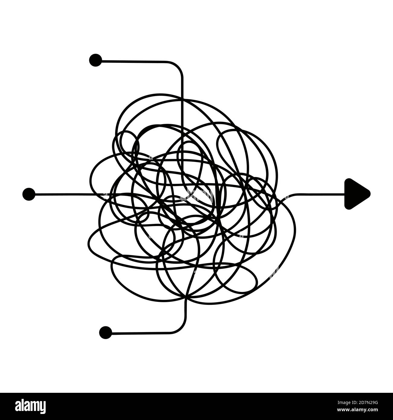 Verwirrter Prozess, Chaos-Linie Symbol. Einen Ausweg finden, Teamwork oder Brainstorming Vektor-Konzept. Chaos Verwirrung Geschäft komplizierte, chaotisch verwirrte Illustration Stock Vektor