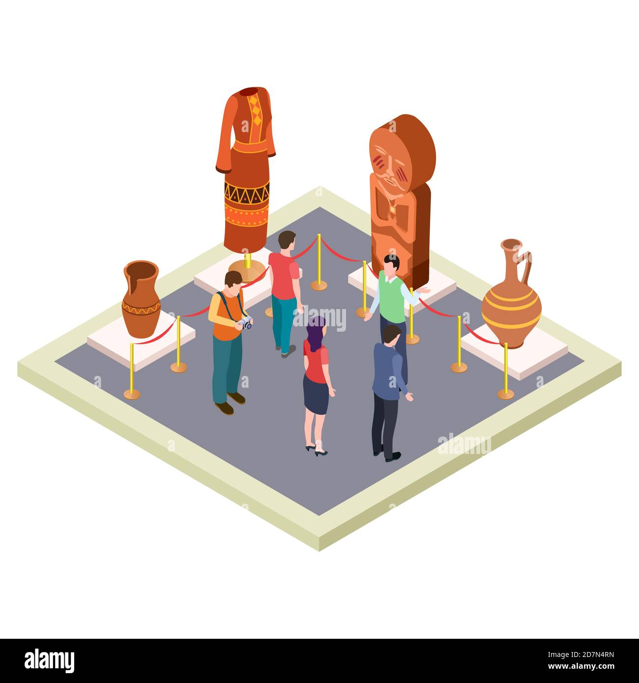 Ausstellung von Antiquitäten, Kunstgalerie isometrischen Vektor-Konzept. Isometrische Museum Ausstellung mit antiken Kultur Illustration Stock Vektor