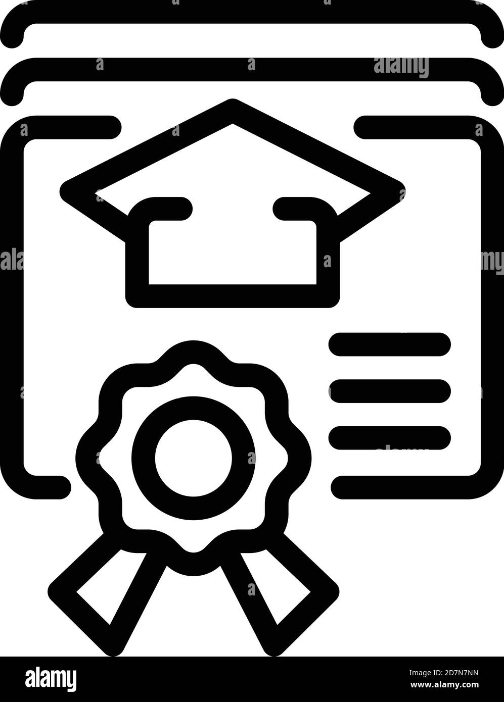 Online-Diplomabschluss Symbol. Outline online Graduierung Diplom Vektor-Symbol für Web-Design isoliert auf weißem Hintergrund Stock Vektor