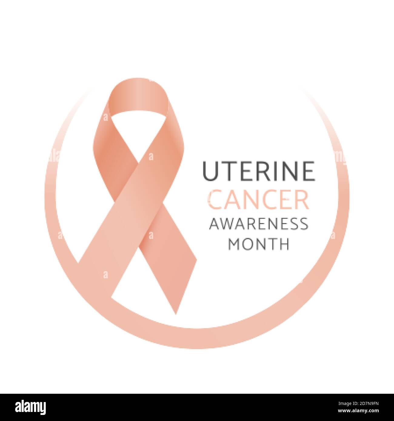 Pfirsichband. Vektor Uteruskrebs Bewusstsein Monat Zeichen isoliert auf weißem Hintergrund. Realistischer Bandhintergrund. Illustration Krankheit Krebs und Unterstützung Kampagne Stock Vektor
