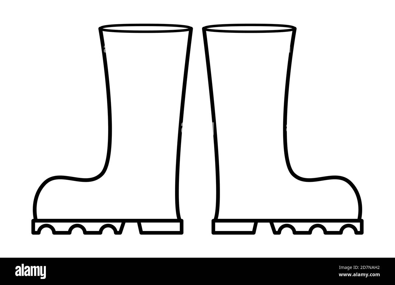 Gummistiefel umreißen Vektor-Design. Abbildung der Gummistiefel-Kontur isoliert auf weißem Hintergrund. Stock Vektor
