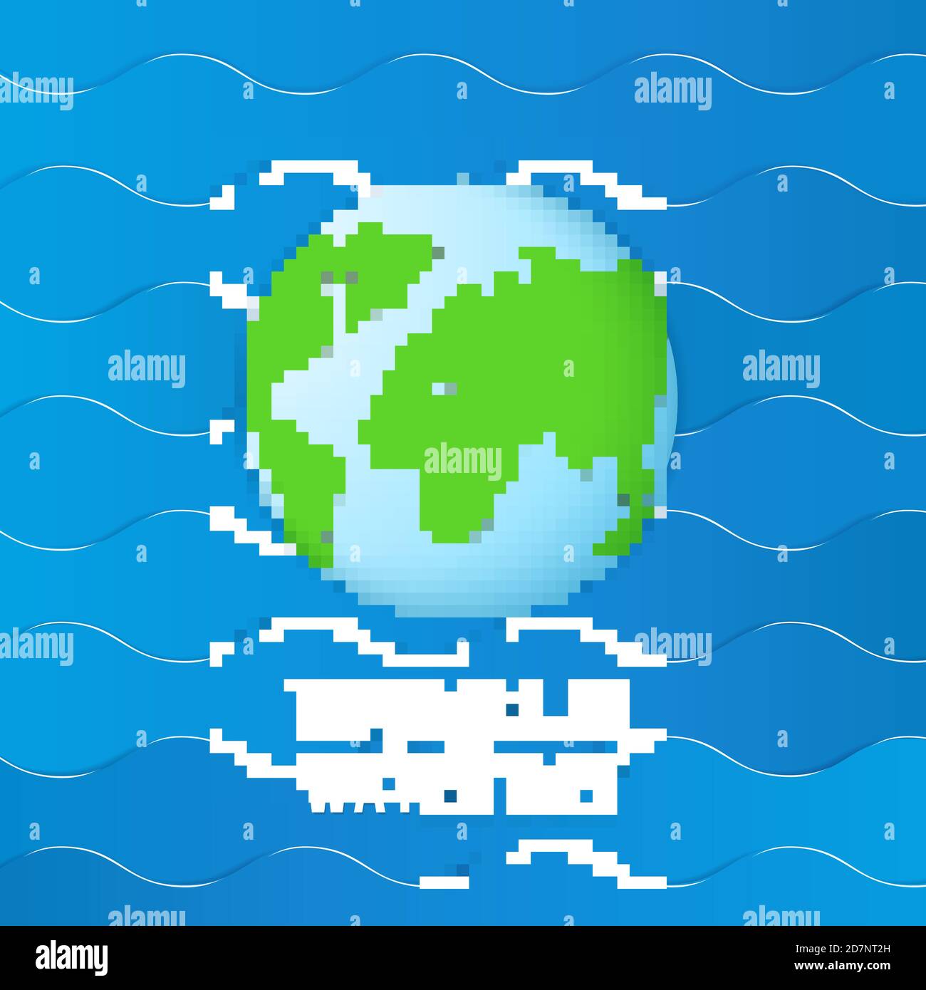 Weltwassertag. Erdkugel auf blauen Ozeanwellen. Speichern Wasser Vektor-Poster. Welt Globus Tag, sicher aqua natürliche Poster Illustration Stock Vektor