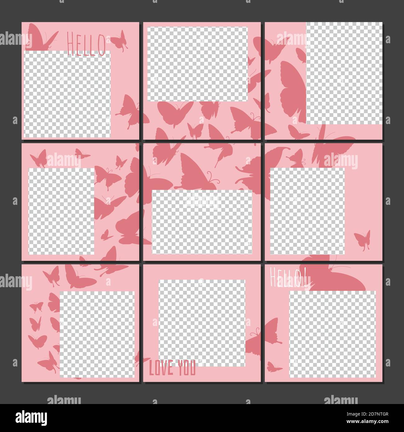 Social Media Beiträge Puzzle Vorlage Vektor - inspiriert von instagram Design. Illustration der sozialen Geschichte instagram, Ort für die Fotografie Stock Vektor