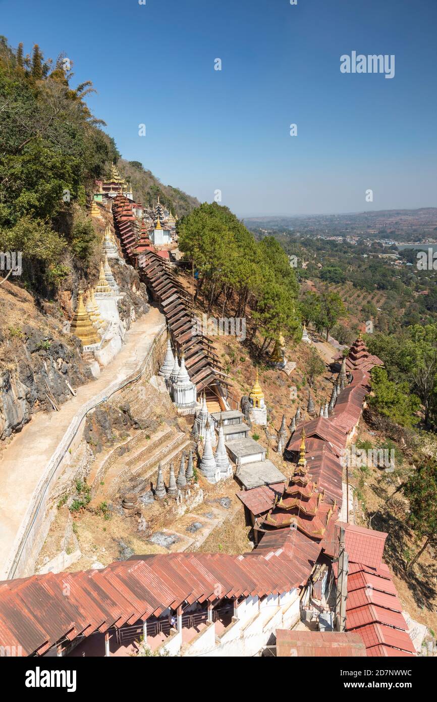 Pfad zu den Höhlen von Pindaya, Myanmar Stockfoto
