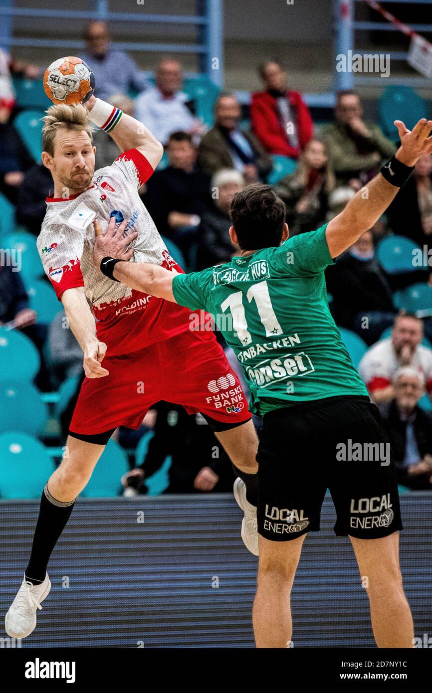 Kolding, Dänemark. Oktober 2020. Peter Balling (26) von KIF Kolding Handball gesehen in der Dänischen Männer Handball League Spiel zwischen KIF Kolding und Skjern Handball in der Sydbank Arena in Kolding. (Foto: Gonzales Photo - Lasse Lagoni). Stockfoto