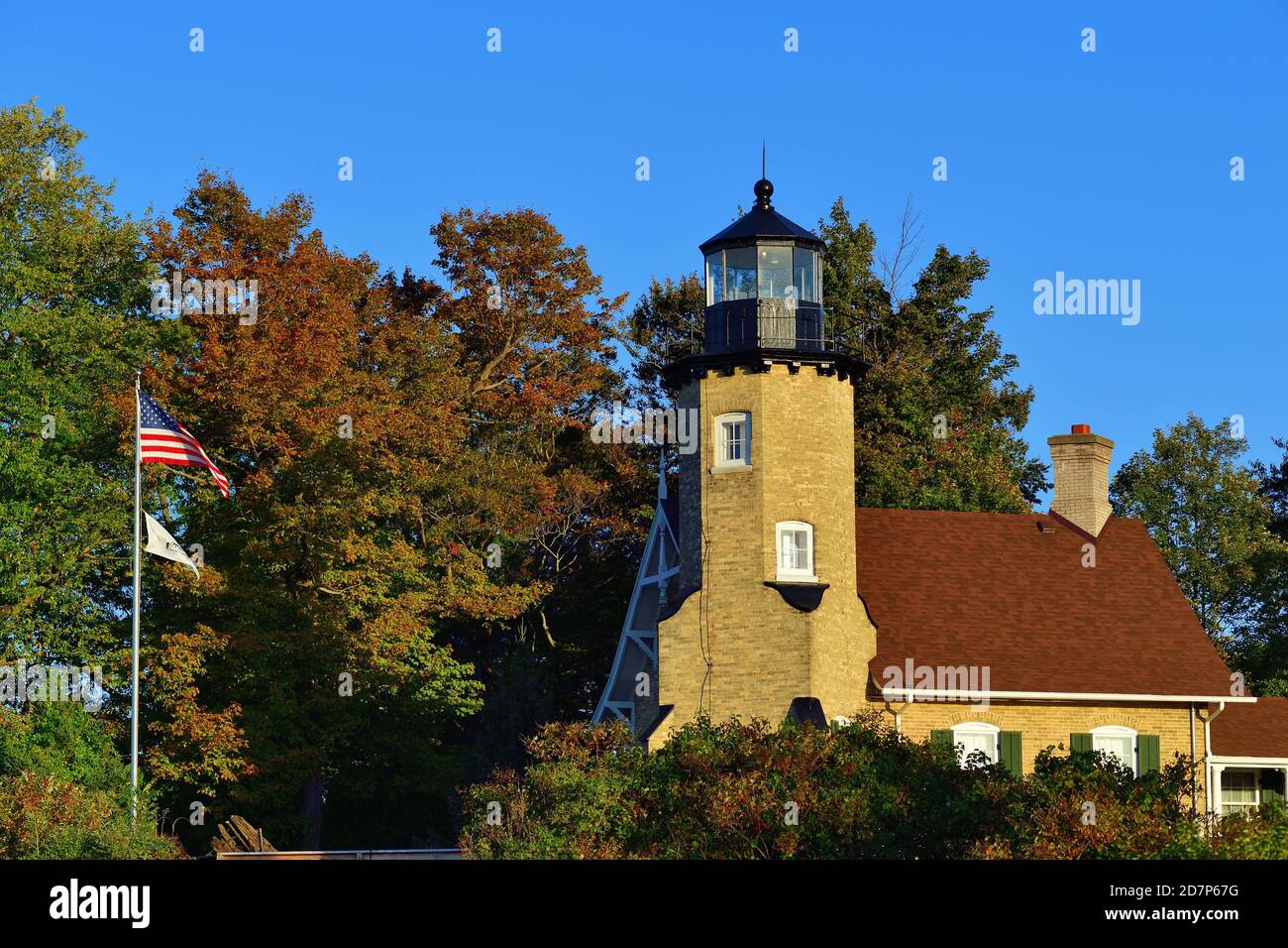 Whitehall, Michigan, USA. Die White River Light Station Holland Harbour Light, entlang des Lake Michigan. Stockfoto