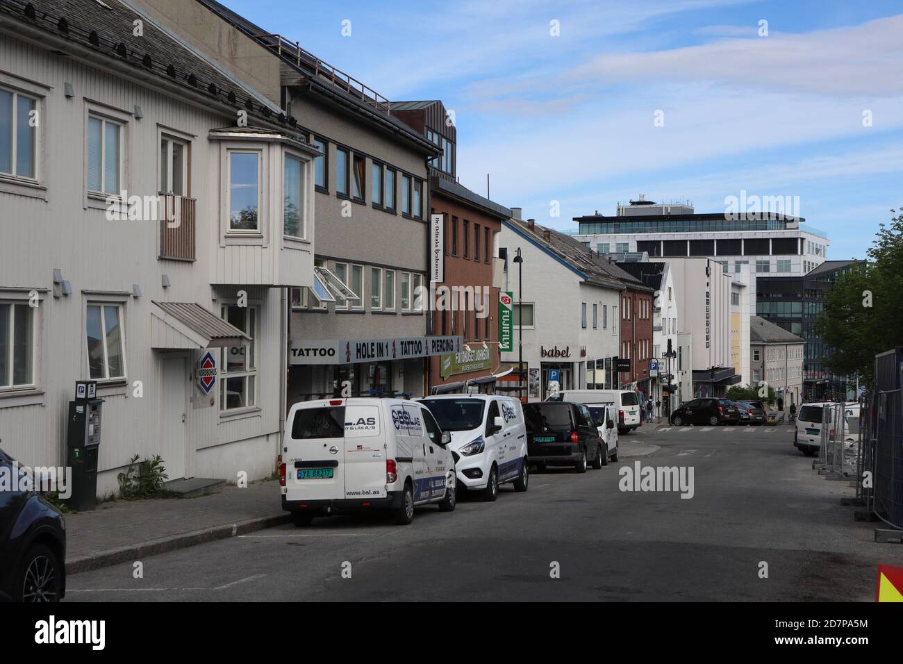 Bodo, / Norwegen - Juni 14 2019: Ruhige Atmosphäre im Zentrum von Bodo, Norwegen Stockfoto