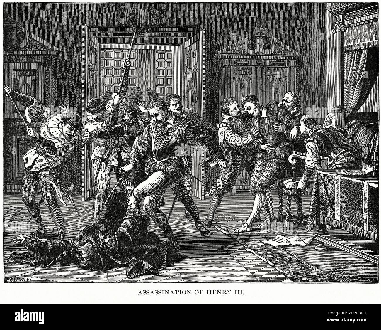 Attentat auf Henry III, Illustration, Ridpath's History of the World, Band III, von John Clark Ridpath, LL. D., Merrill & Baker Publishers, New York, 1897 Stockfoto