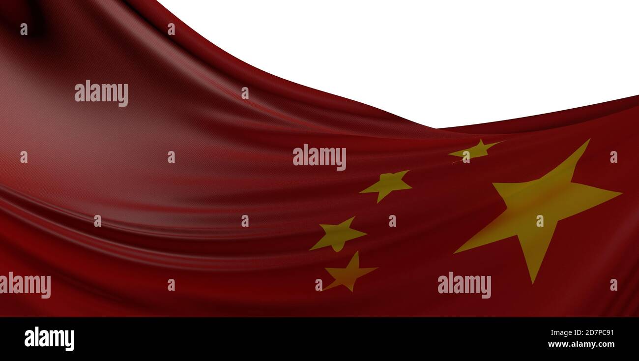 Chinesische Flagge isoliert auf weißem Hintergrund Stockfoto