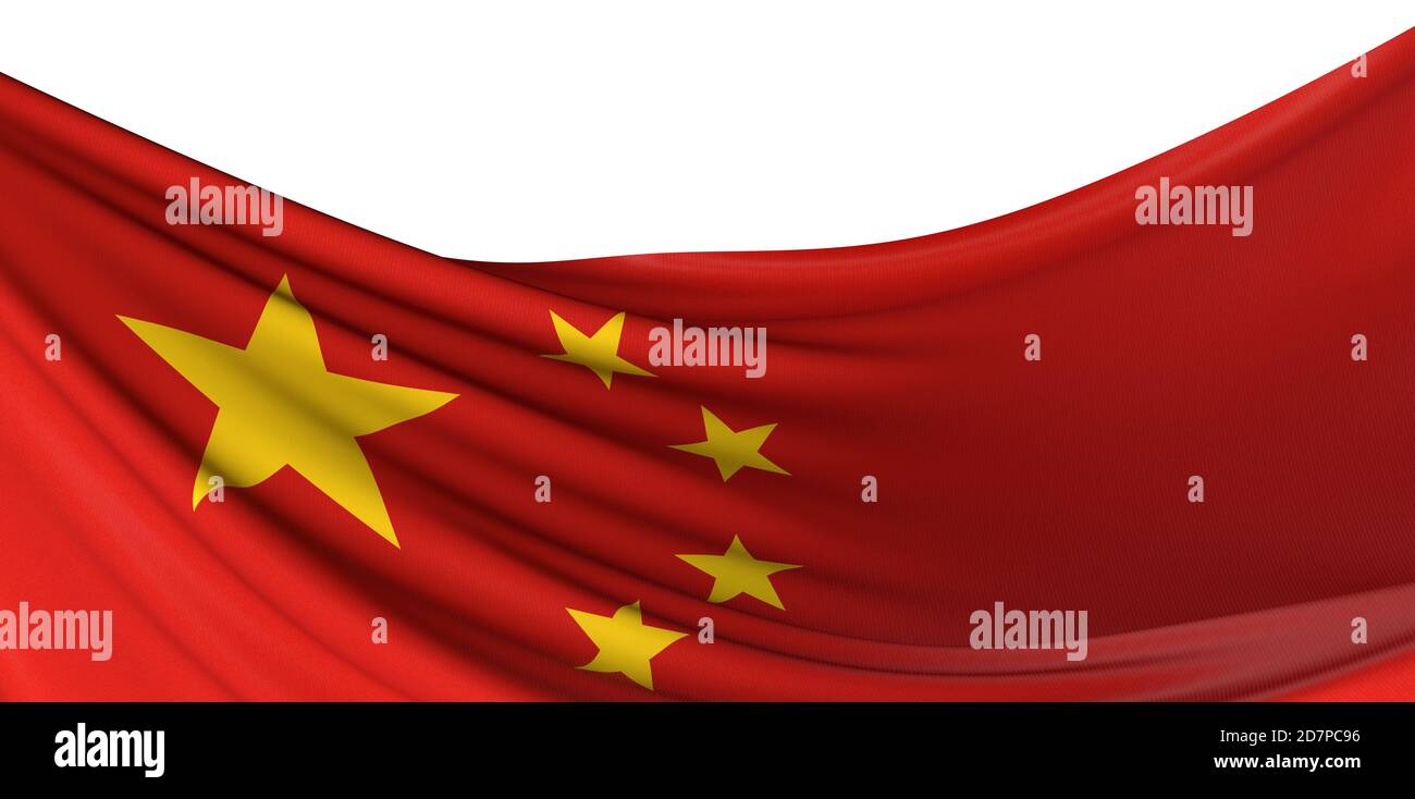 Chinesische Flagge isoliert auf weißem Hintergrund Stockfoto