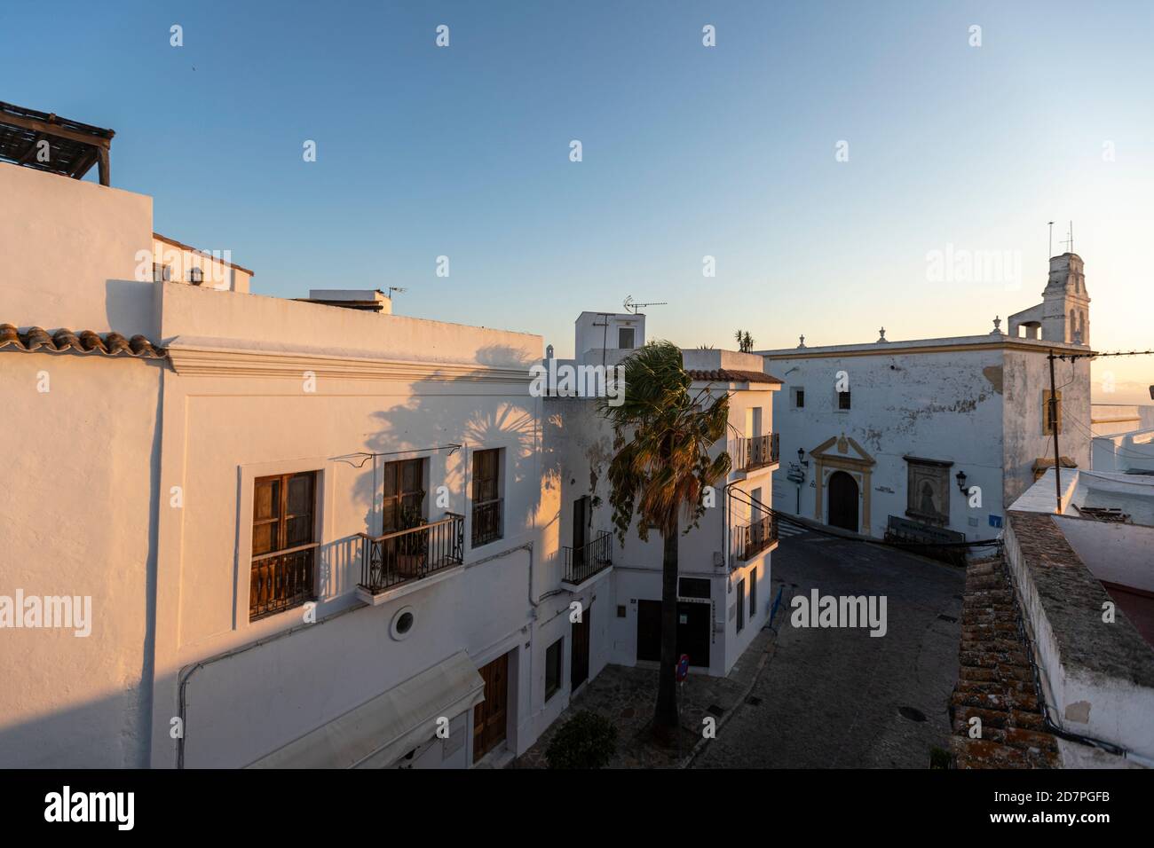 Iglesia de la Merced, Plaza del Padre Caro, Vejer de la Frontera, Provinz Cadiz, Andalusien, Spanien Stockfoto