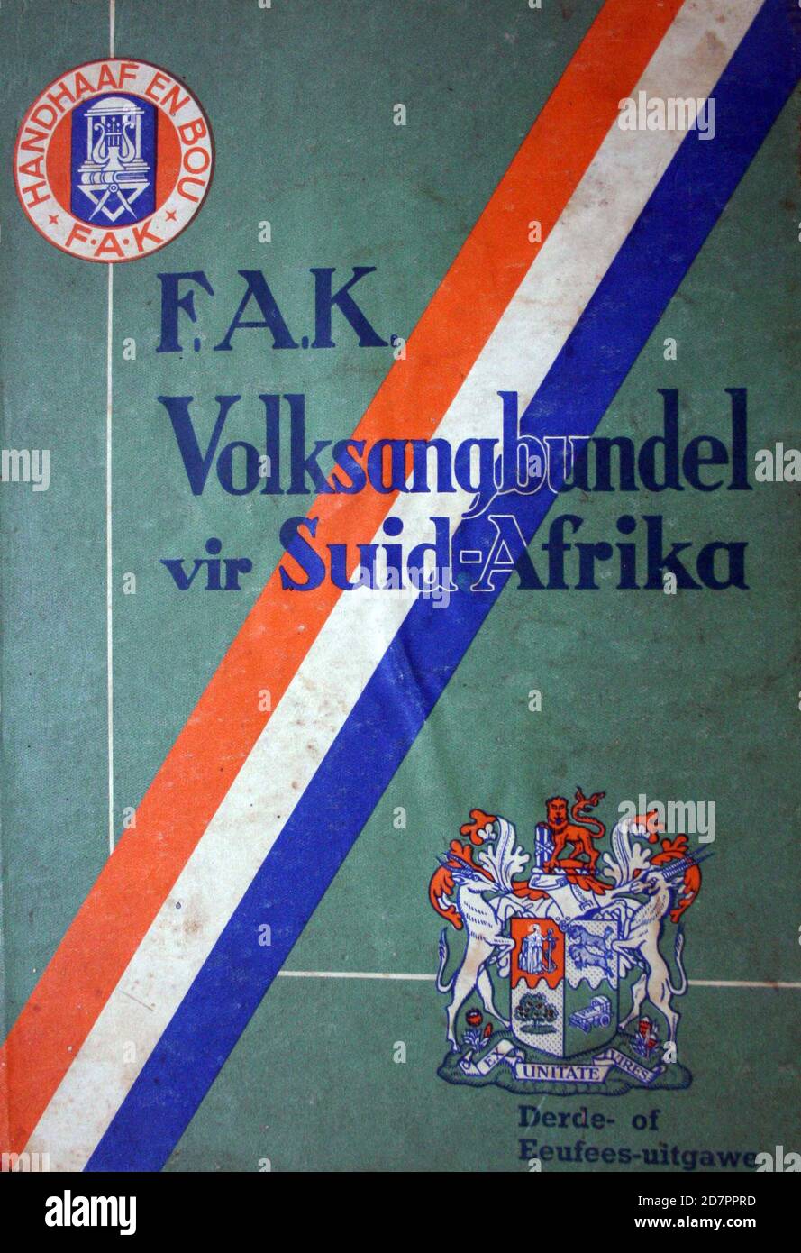Cover von F.A.K. Volksangbundel vir Suid-Afrika - 3. Auflage (1940) ca. 1937 Stockfoto