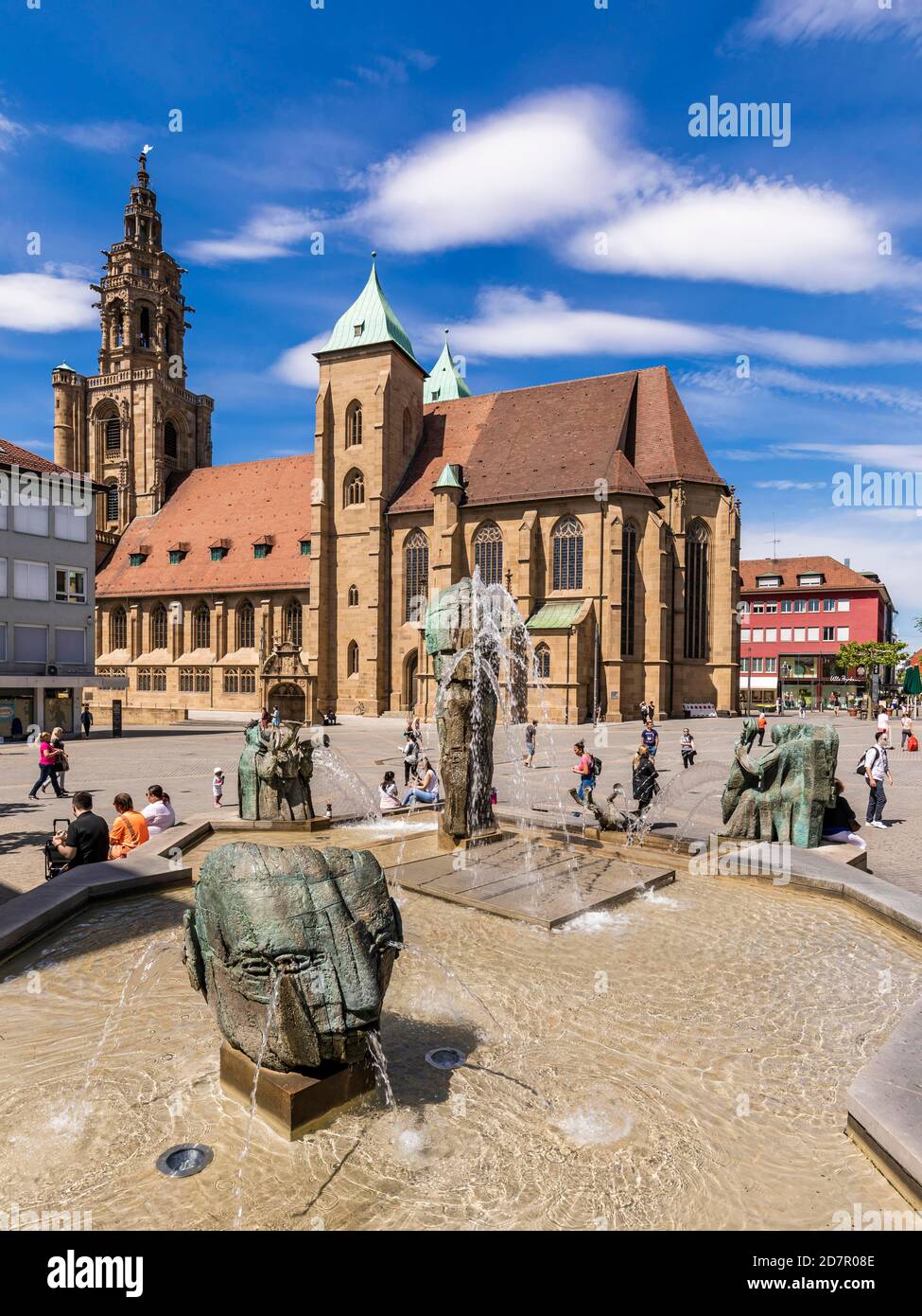 Brunnen für Komiker am Kiliansplatz, Kilianskirche, Heilbronn, Baden-Württemberg, Deutschland Stockfoto