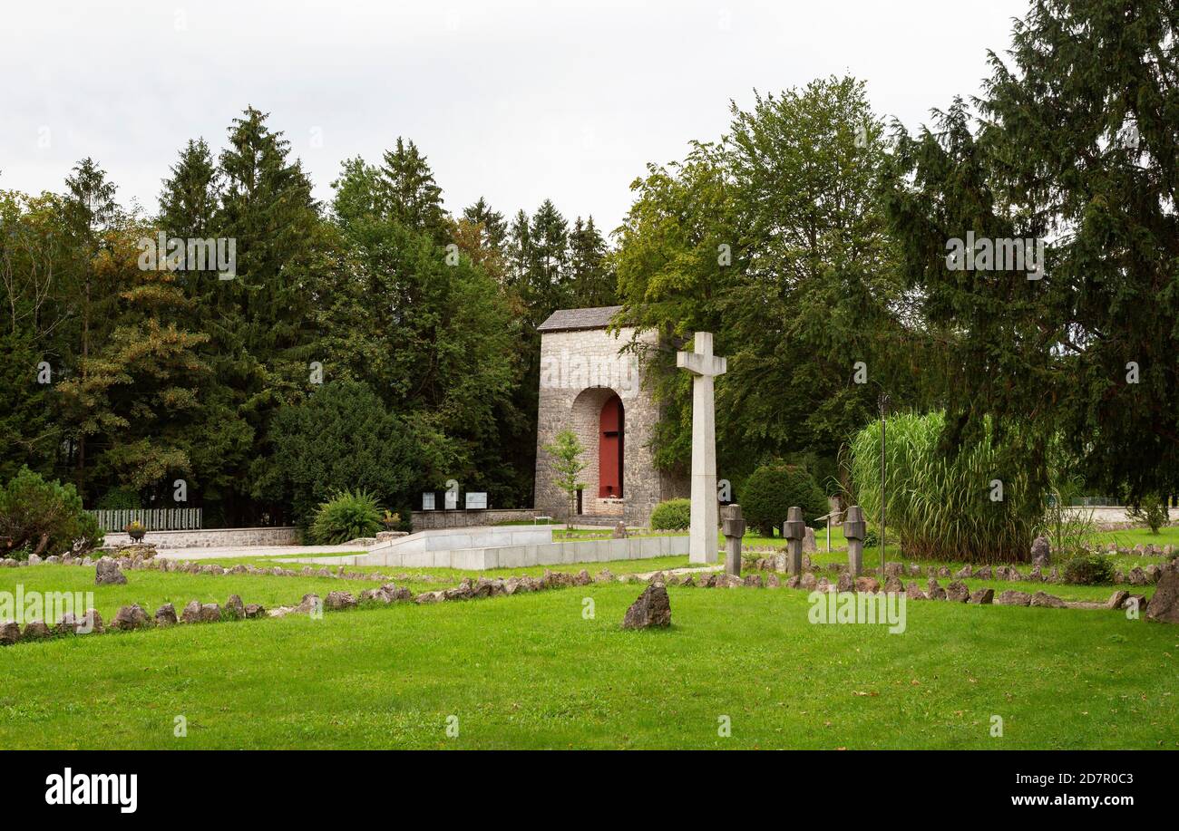 KZ-Friedhof, KZ-Gedenkstätte Ebensee, Ebensee, Salzkammergut, Oberösterreich, Österreich Stockfoto
