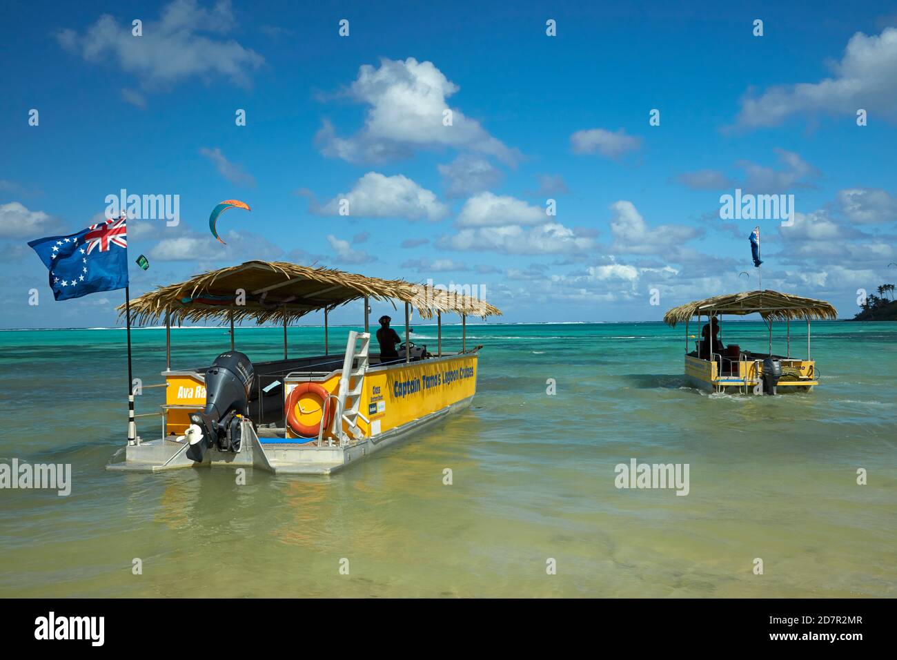 Kapitän Tama's Lagoon Crusies Boote, Muri Lagune, Rarotonga, Cook Inseln, Südpazifik Stockfoto
