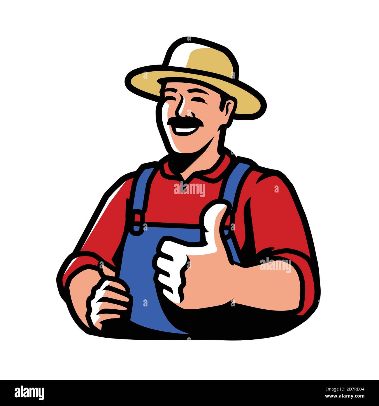 Glücklicher Bauer. Landwirtschaft, Landwirtschaft Symbol Vektor-Illustration Stock Vektor