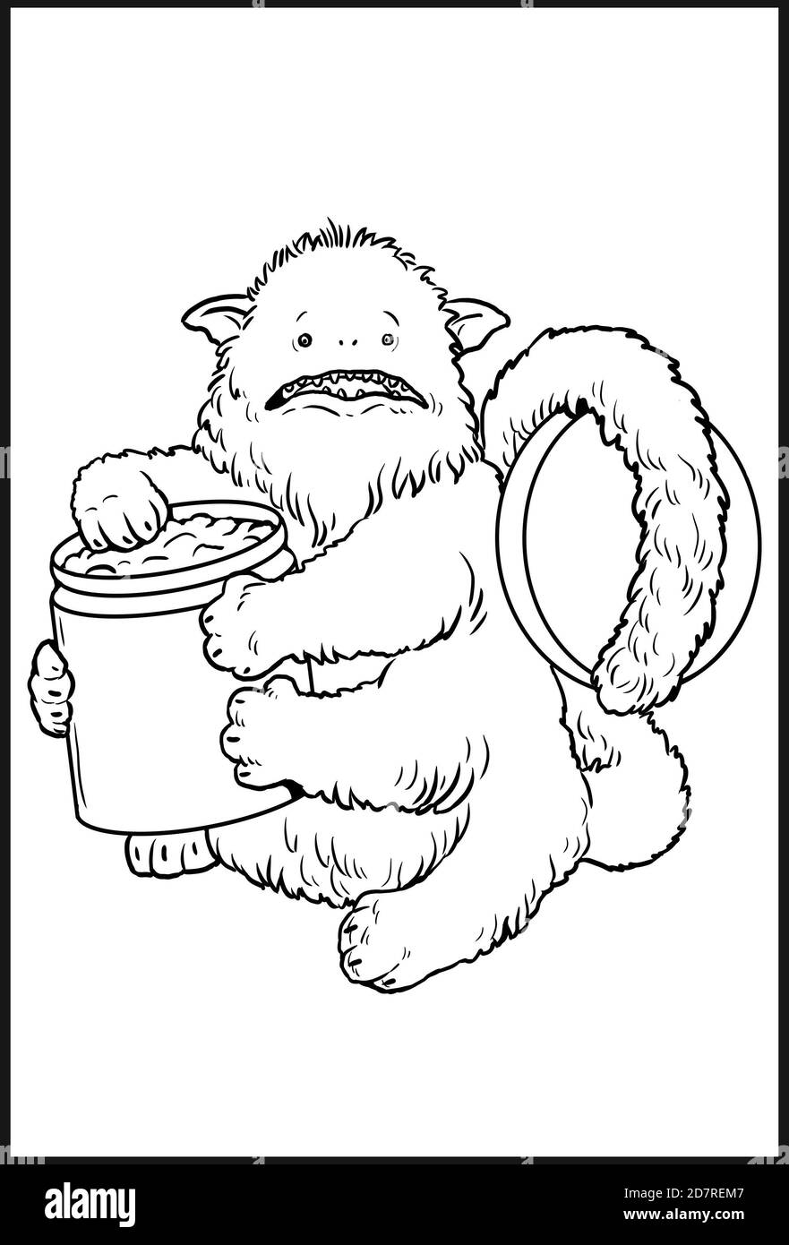 Lustige Jam Monster Zeichnung. Gemütliche Mutante Färbung Vorlage. Stockfoto