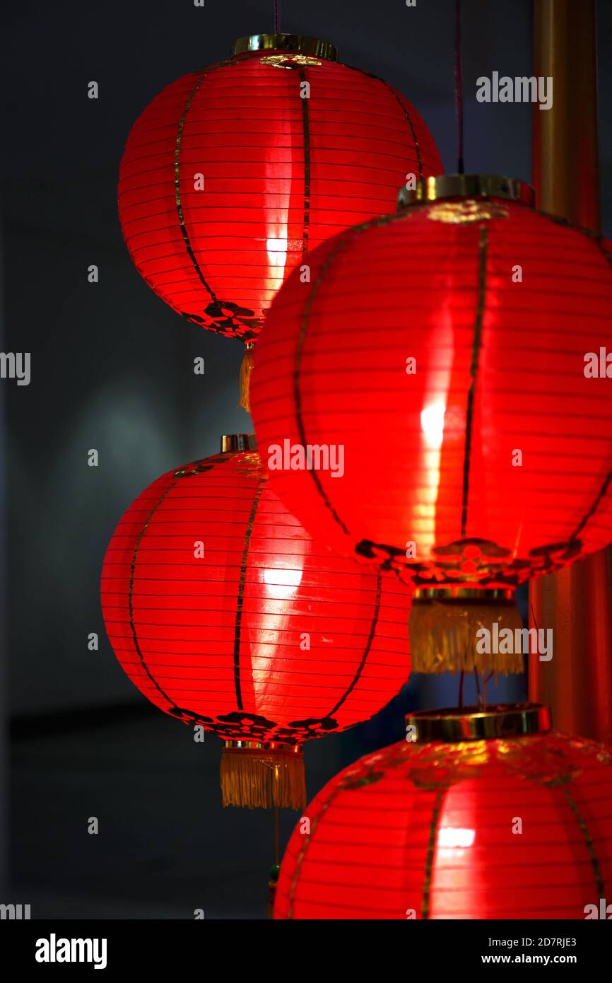 Chinesische Rote Laterne als neues Jahr Symbol. Lunar holiday Konzept. Close Up. Stockfoto