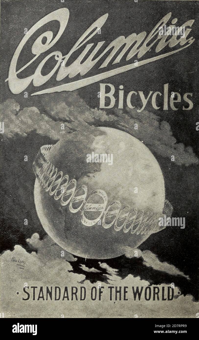 Ausstellung von Columbia Fahrrad Kunst Poster Designs von Pope Manufacturing Company, Boston im Jahr 1896. Diese Plakate wurden in einen Wettbewerb des Fahrradherstellers aufgenommen, um neue Ideen für Werbung zu finden. Der erste Preis war 1 Fahrrad und 250 Dollar in bar. Der zweite Platz war 1 Fahrrad und 50 Dollar in bar und der dritte Platz war 1 Fahrrad und 50 Dollar in bar Stockfoto