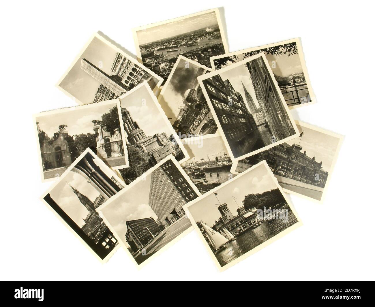 Isolierte alte Vintage-Bilder von Hamburg auf weißem Hintergrund Stockfoto