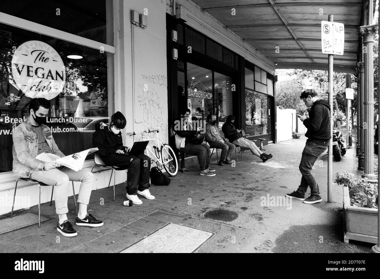 Barber Shop in Melbourne während der Coronavirus Pandemie Stockfoto