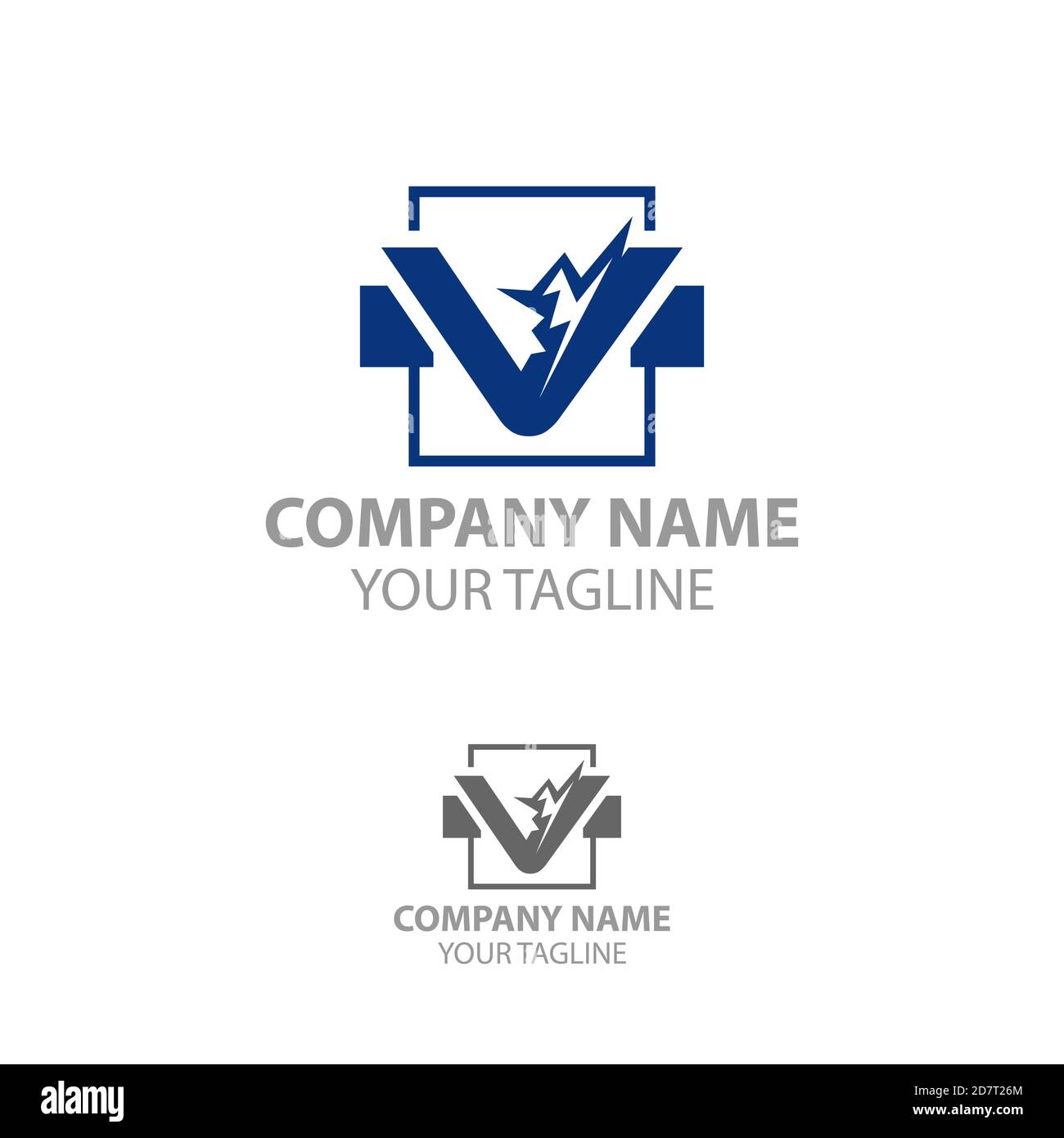 Elegantes geometrisches Vektor-Logo. Buchstabe V-Logo mit minimalem Design. Premium-Markenidentität mit Visitenkartenvorlage. Stock Vektor