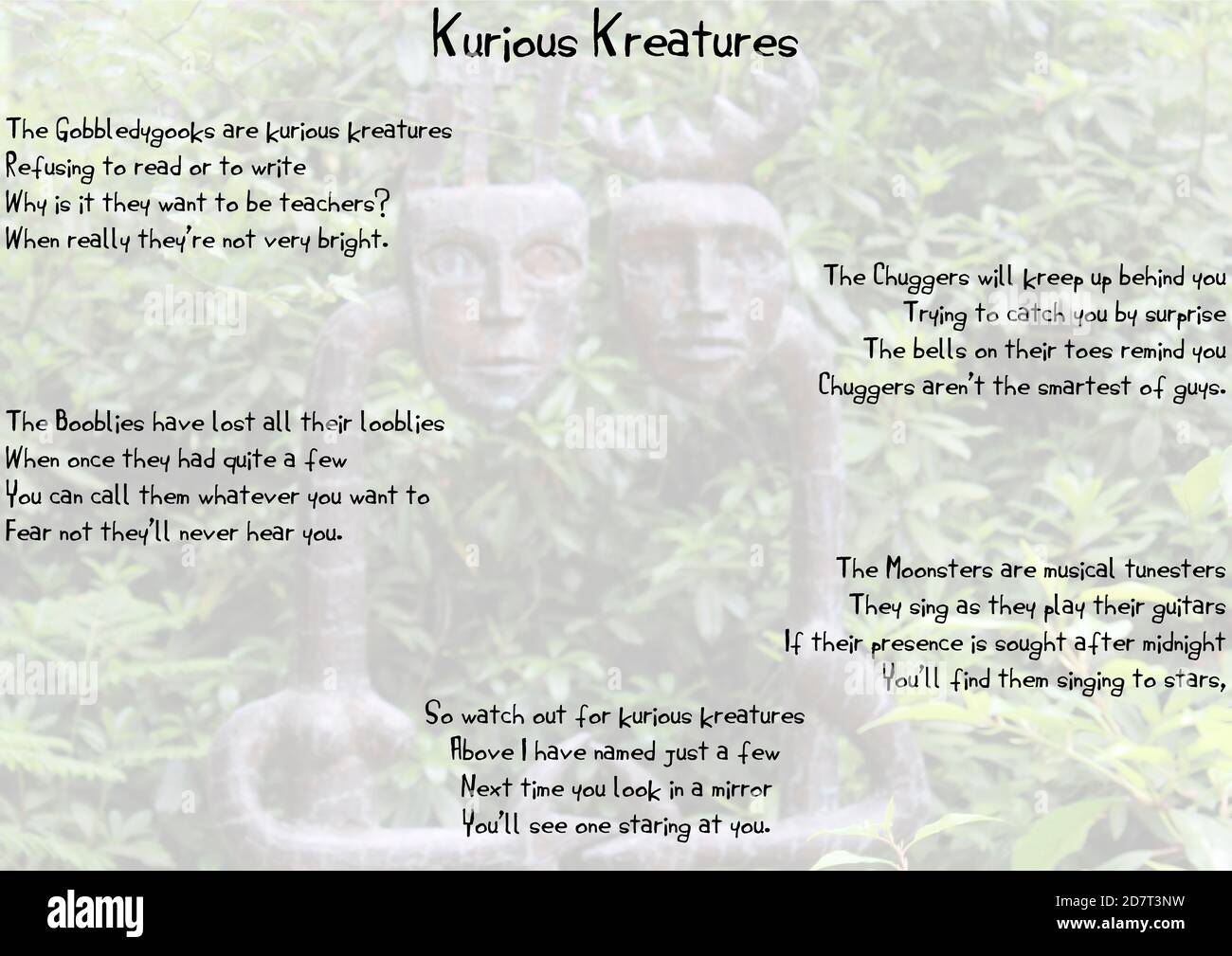 Nonsense Vers in der Ader von Lewis Carroll und Edward Lear Stockfoto