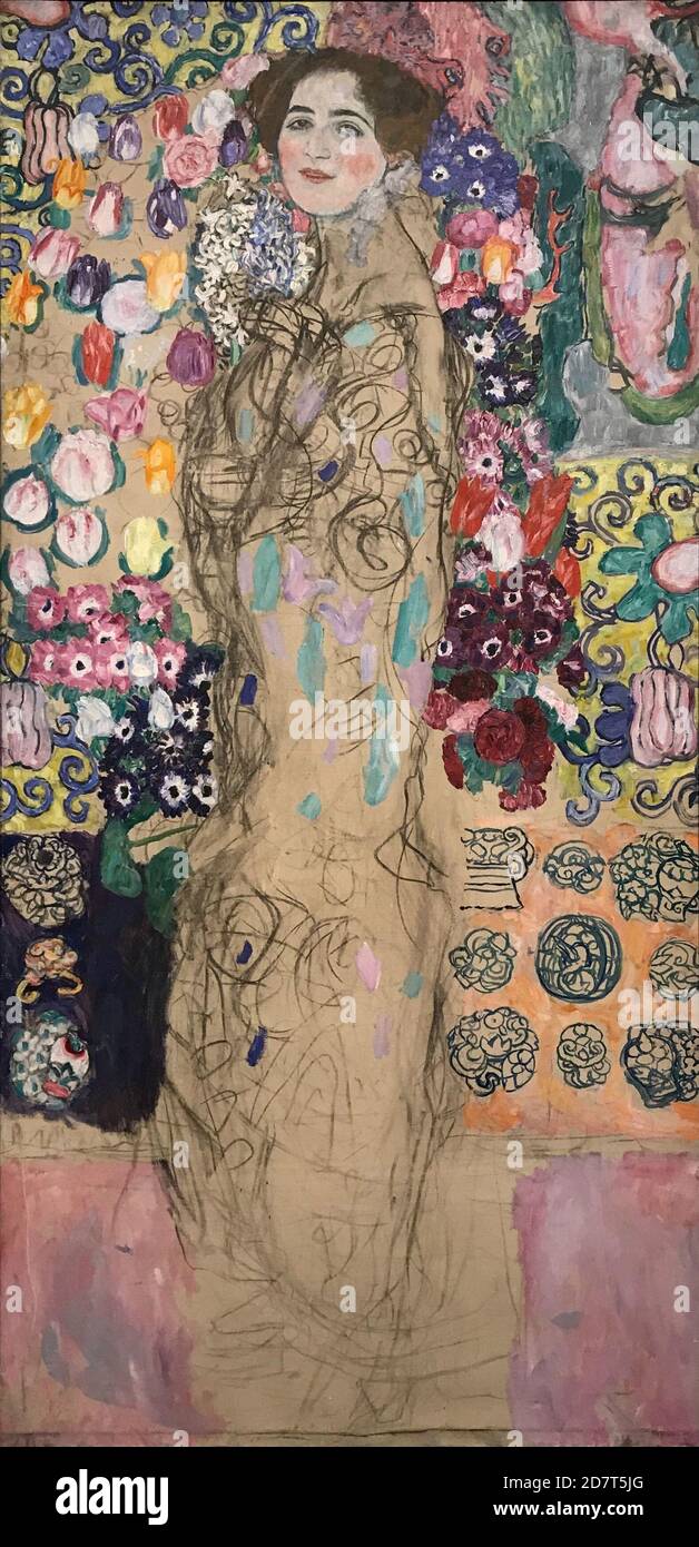 Titel: Porträt von Ria Munk III Ersteller: Gustav Klimt Datum: 1917-1918 Medium: Öl auf Leinwand Maße: 180.7 x 89.9 cm Ort: Privatsammlung Stockfoto