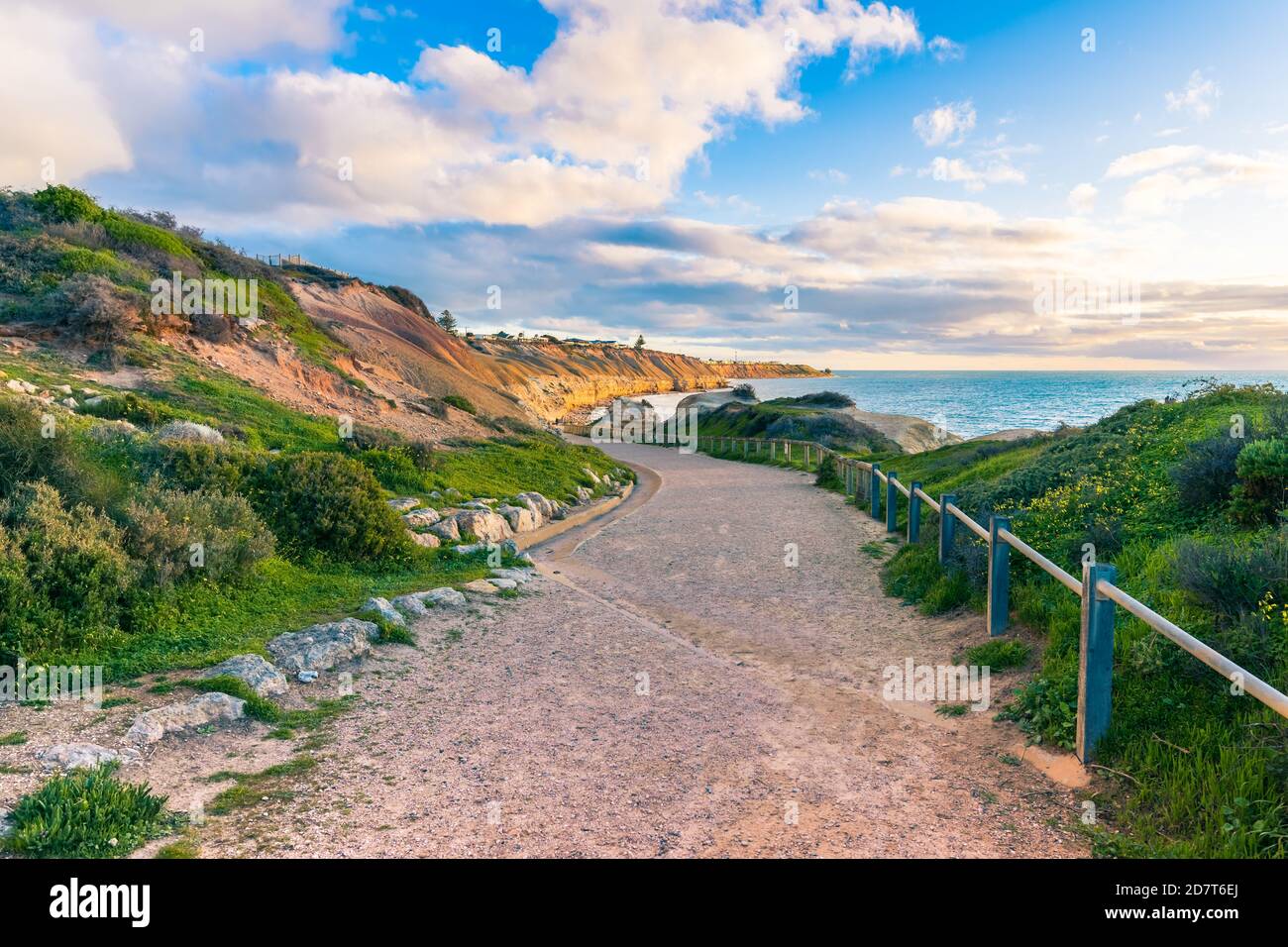 Berühmter Port Willunga Beach Access Track bei Sonnenuntergang, South Australia Stockfoto