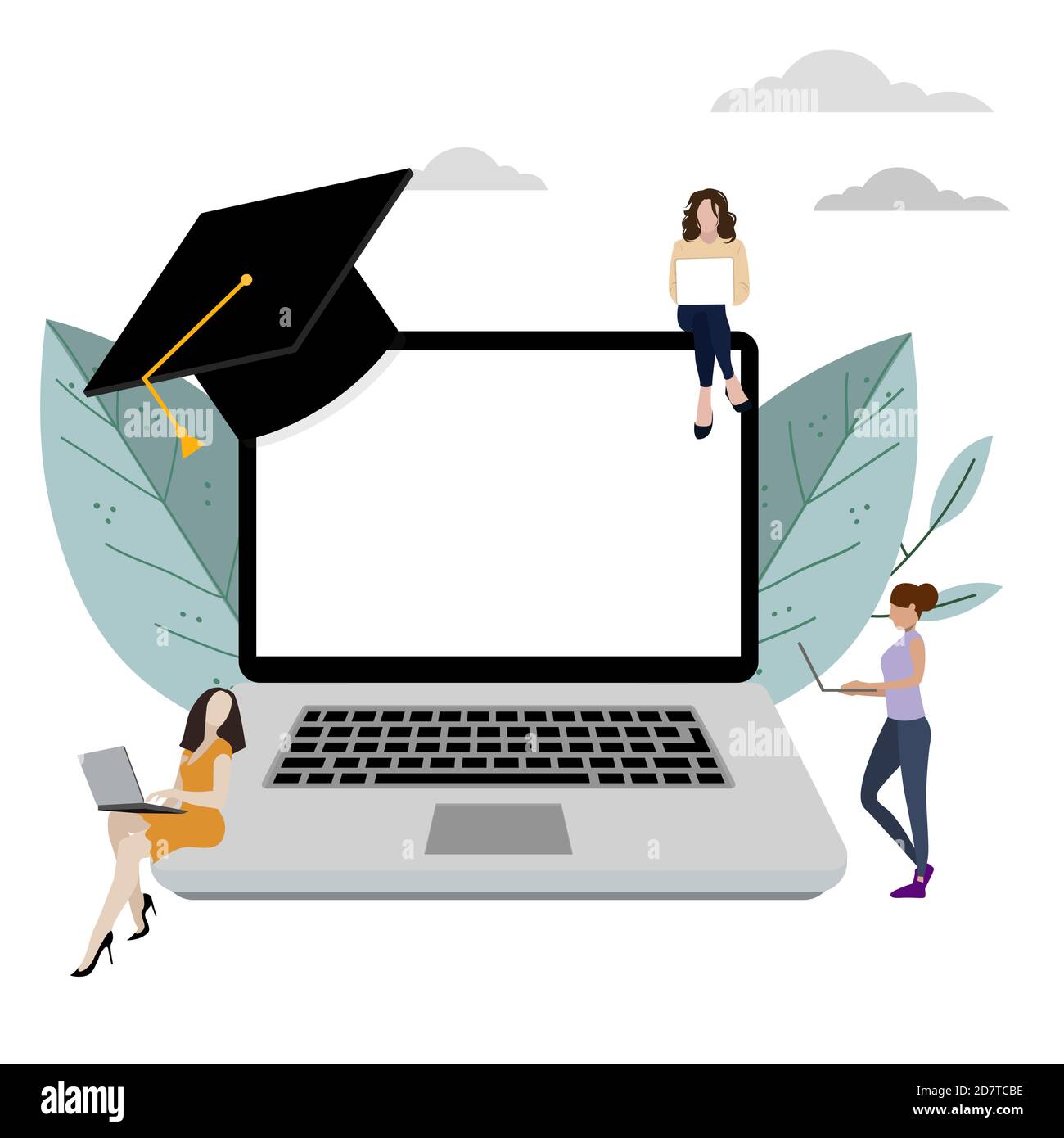 Fernstudium, Online-Lernen auf Laptop-Konzept. Vector Fernstudium, Studenten Ausbildung in der Universität online, Remote E-Learning und Abschluss i Stock Vektor Fernstudium, Online-Lernen auf Laptop-Konzept. Vector Fernstudium, Studenten Ausbildung in der Universität online, Remote E-Learning und Abschluss i Stock Vektor