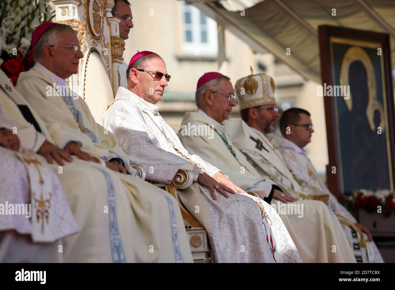 Tschenstochau, Jasna Gora, Polen - 26.08.2019: Primas von Polen Erzbischof Wojciech Polak und Erzbischöfe und Bischöfe bei den Zeremonien unserer Lieben Frau von Stockfoto