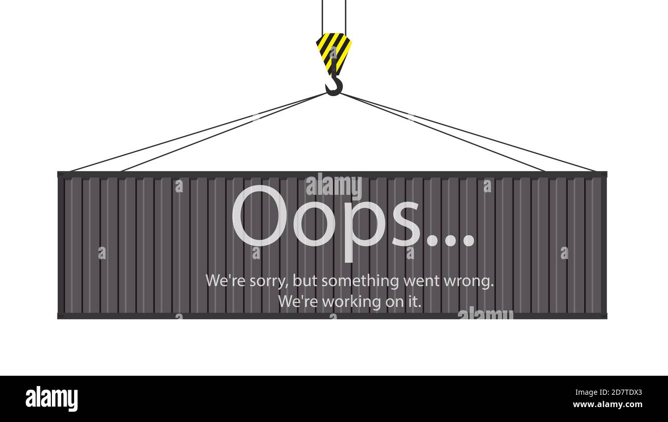 Frachtcontainer, der an einem Kranhaken hängt Stock Vektor