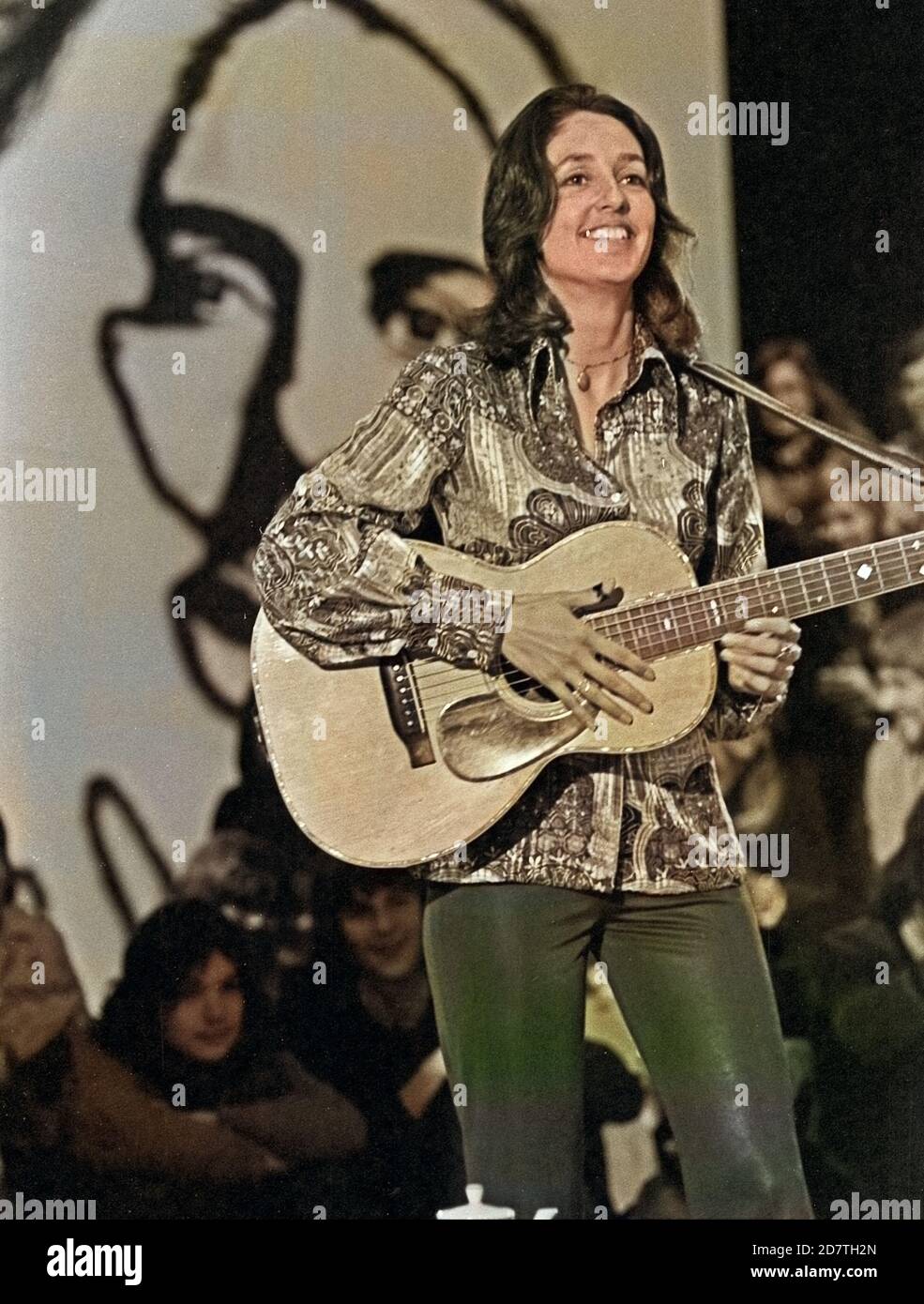 Joan Baez, amerikanische Folk-Sängerin, Bürgerrechtlerin und Pazifistin Joan Baez, Deutschland Anfang 1970er Jahre. US-Folksänger, Songwriter und Bürgerrechtler Joan Baez, Deutschland Anfang der 1970er Jahre. Stockfoto