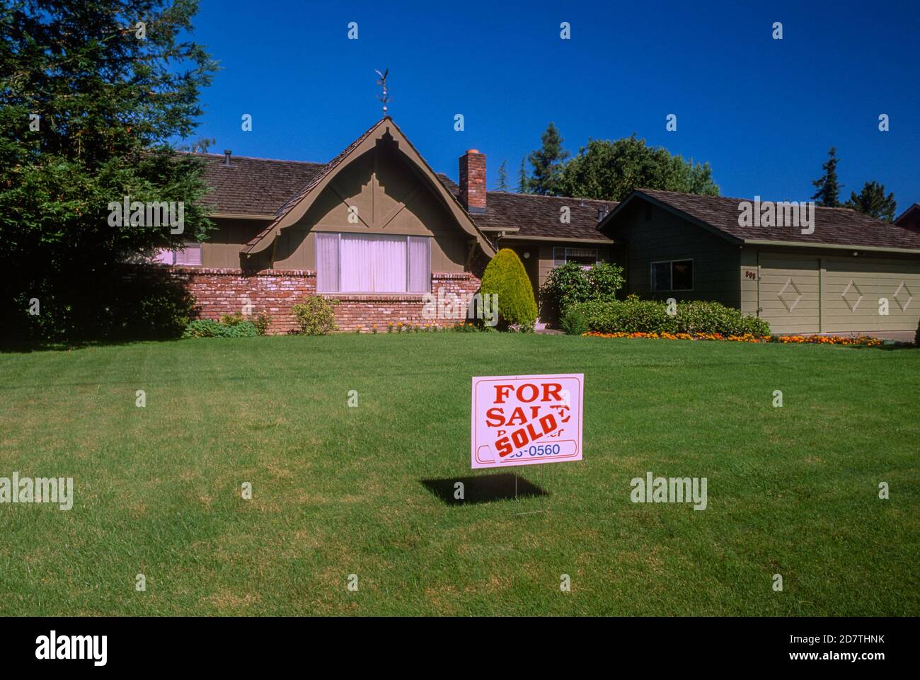 Haus im Ranch-Stil in einem Mittelklasse-Viertel, Santa Rosa, CA, USA Stockfoto