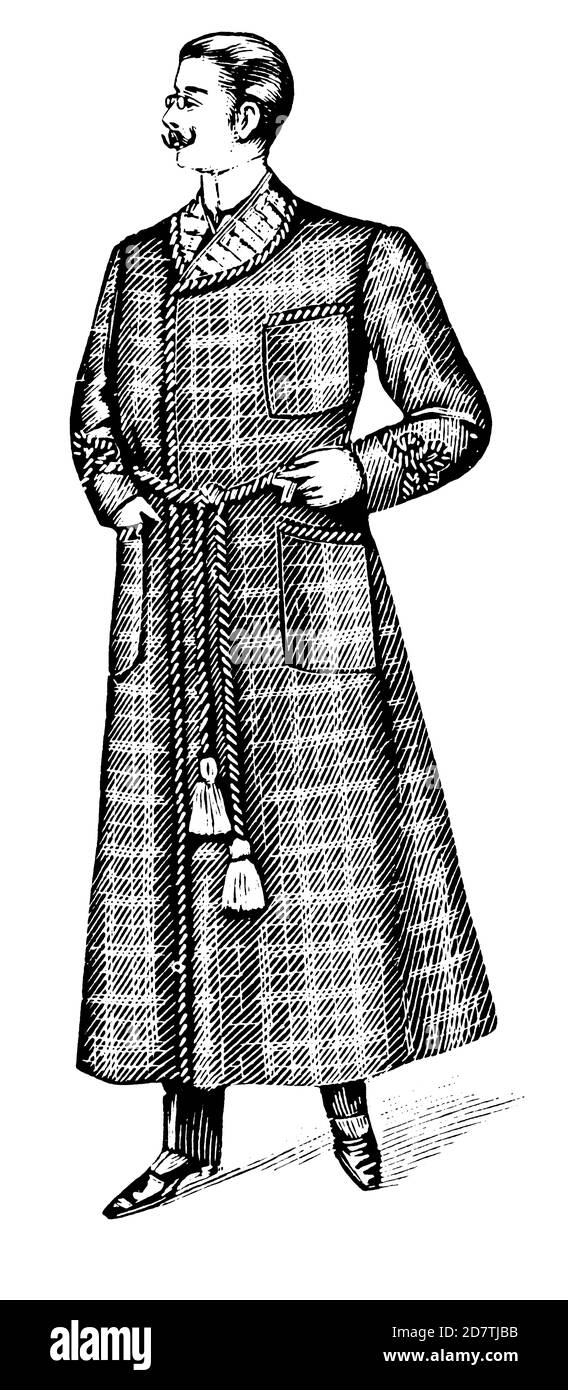 Vintage-Gravur eines Gentleman (isoliert auf Weiß). Veröffentlicht in Examples des divers caracteres et vignettes typographiques de la fonderie von Laure Stockfoto